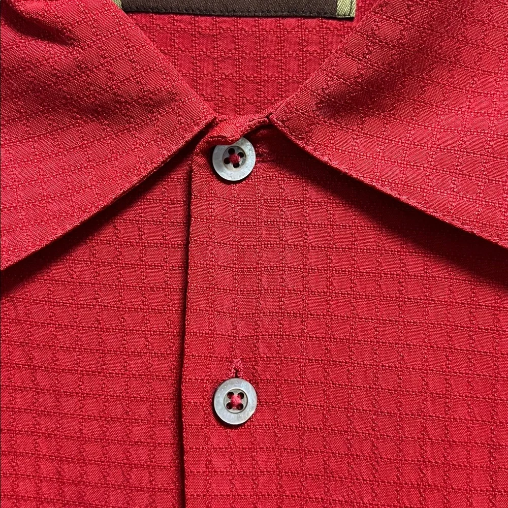 Johnston & Murphy 100% Silk Red Casual Button Down Shirt - Picture 7 of 8